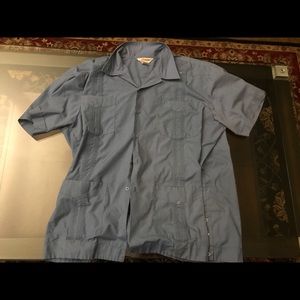 Supreme Men’s Vintage Cuban Blue Guayabera Shirt2x